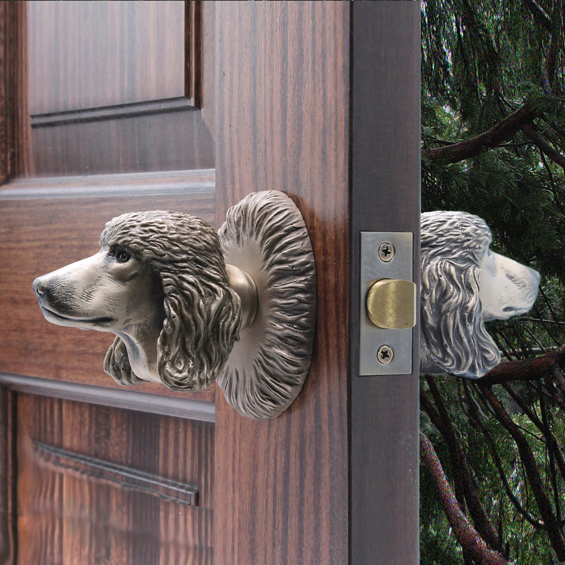 Interior door knob set styled on the standard poodle one of 8